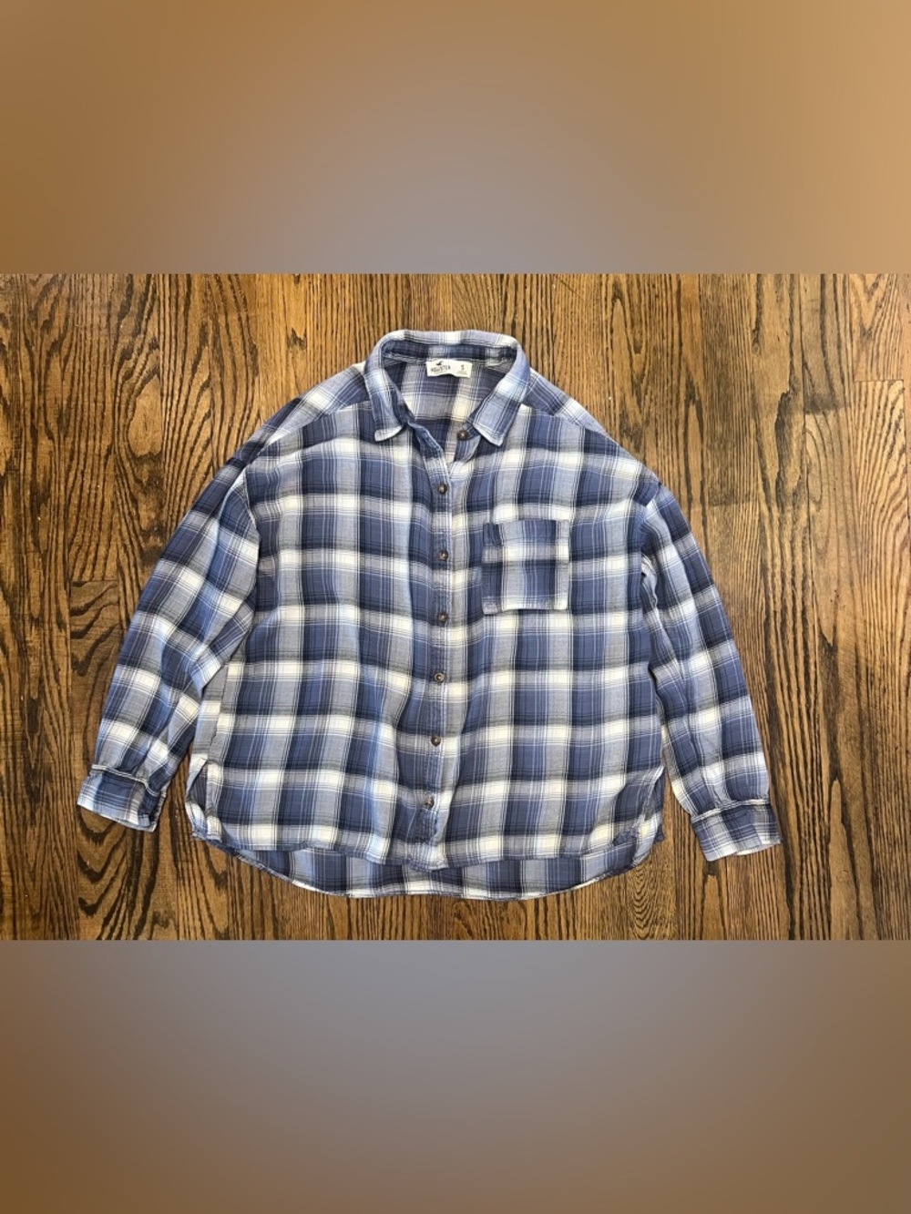 Hollister Blue and White Plaid Shirt